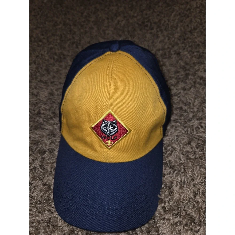 Boy Scouts Youth Hat Cap Yellow Blue One Size Adjustable Cub Scout Wolf